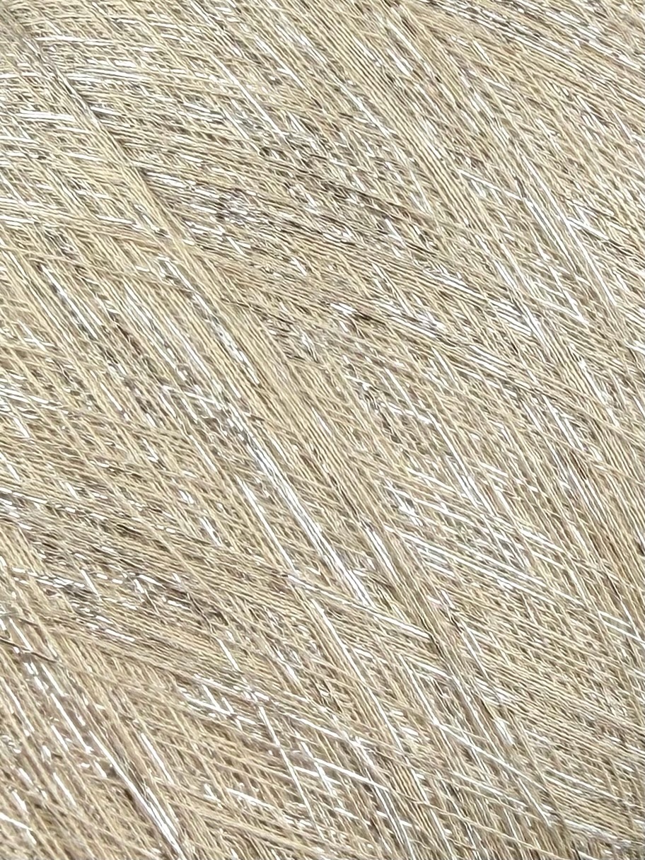 Industria Italiana Filati Art. Frizzante Nm 35 – Fil fantaisie en viscose et lurex col. Beige froid 2040